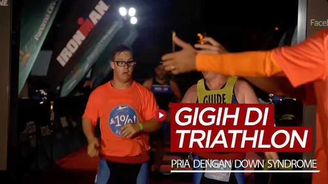 Berita video kegigihan seorang pria dengan down syndrome bisa menyelesaikan lomba triathlon Ironman.