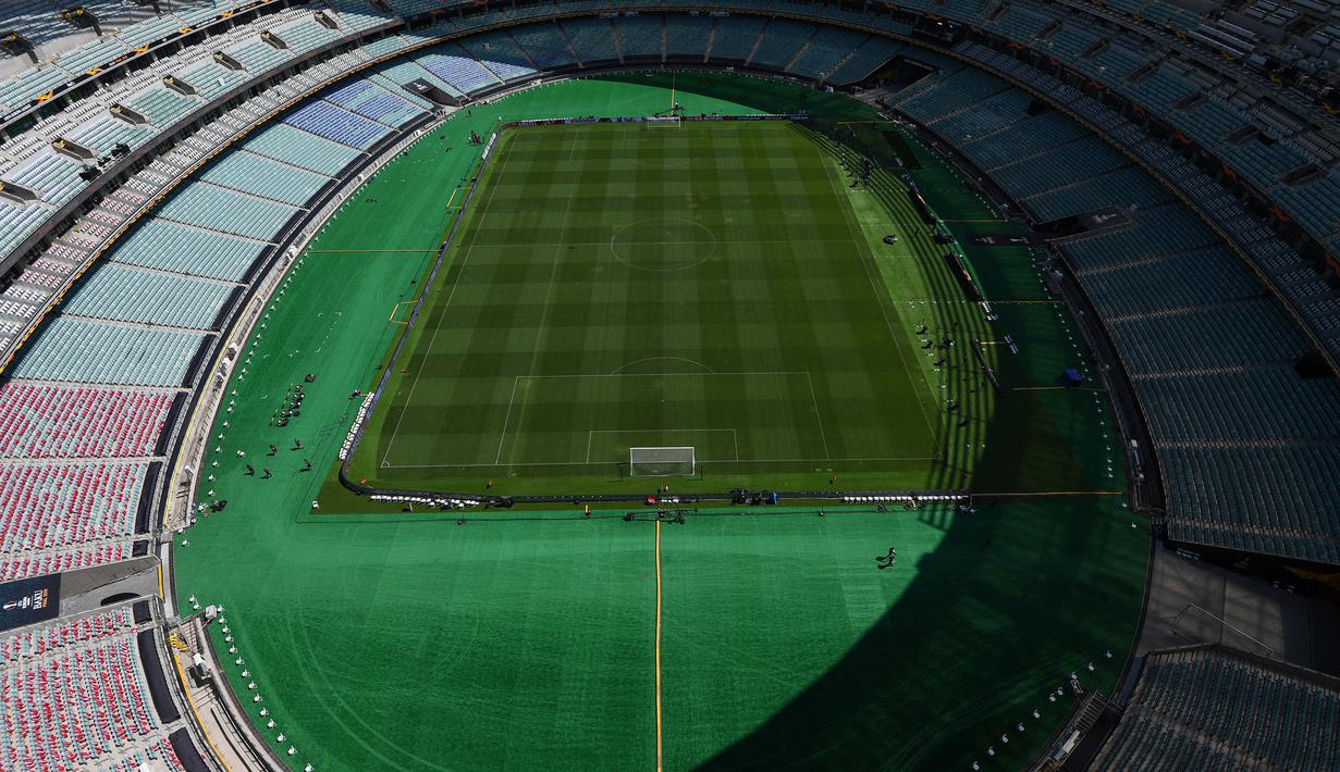 Baku Olympic Stadium akan menggelar empat laga pada gelaran Euro 2020 nanti, yaitu 3 laga di fase grup A dan 1 laga perempatfinal. (AFP/Kirill Kudryavtsev)