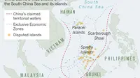 Area sengketa di Laut China Selatan (Cfr.org)