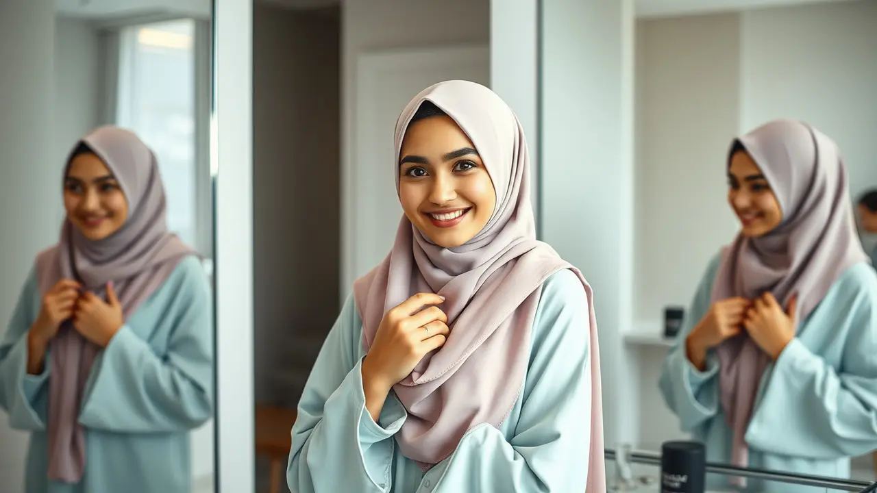 cara memakai hijab segi empat modern