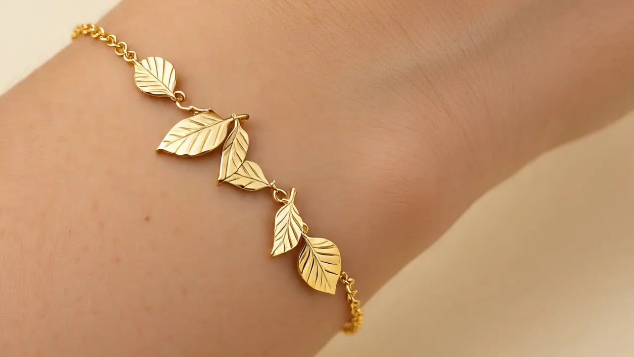 Model Gelang Daun Rantai Emas 24 Karat untuk Tangan Kurus