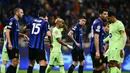 Sebelumnya, pada leg pertama semifinal Liga Champions 2024/2025 yang digelar di Stadion Olimpiade Lluís Companys, Barcelona dipaksa bermain imbang 3-3 oleh Inter Milan. (Marco BERTORELLO/AFP)