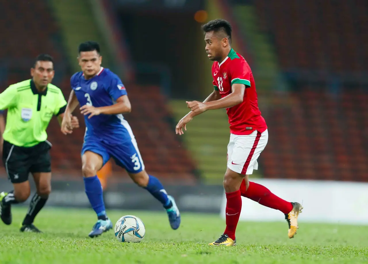 Pemain timnas Indonesia U-22 Saddil Ramdani beraksi di laga lawan Filipina di ajang SEA Games 2017, Kamis (17/8). (Foto: PSSI)