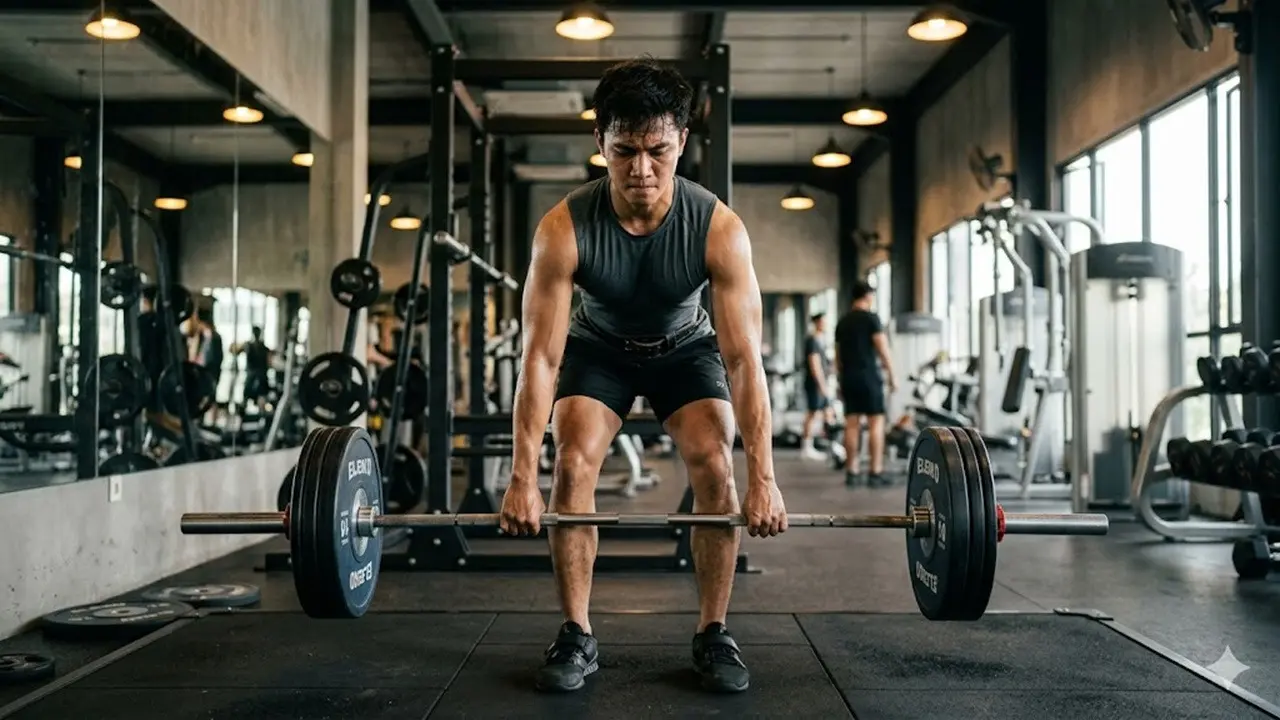 ilustrasi latihan di gym