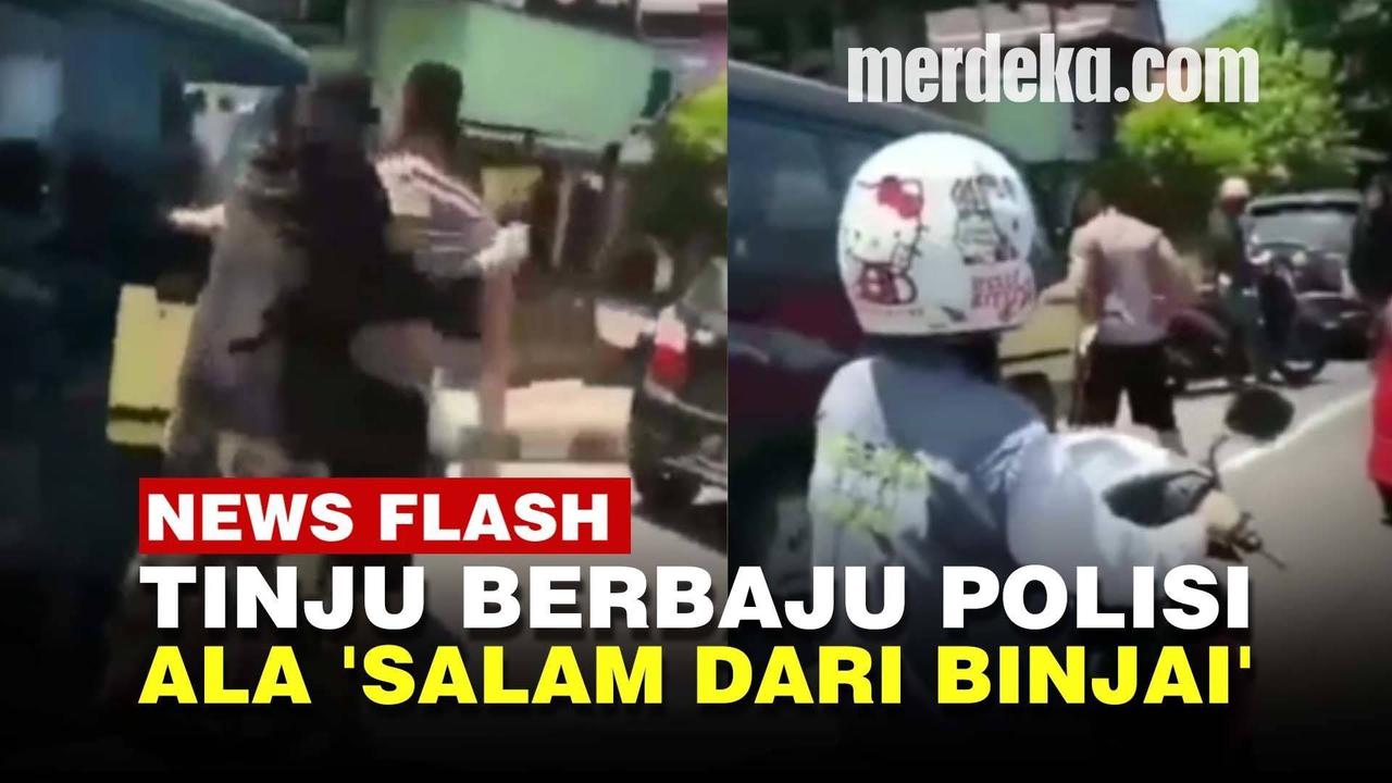 VIDEO: Pria Berkaos Brimob Ngamuk Pukul Pintu Angkot Bak Tinju 'Salam dari Binjai