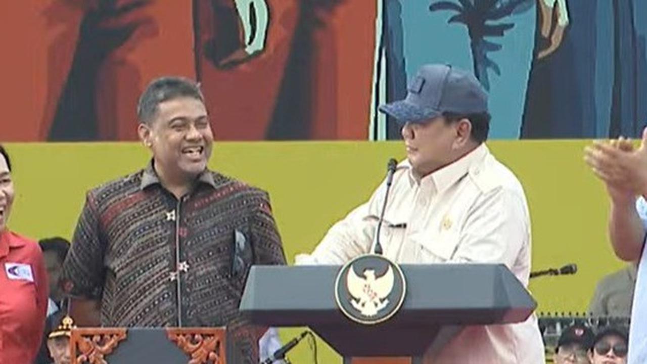 Prabowo hadiri peringatan hari buruh di Monas