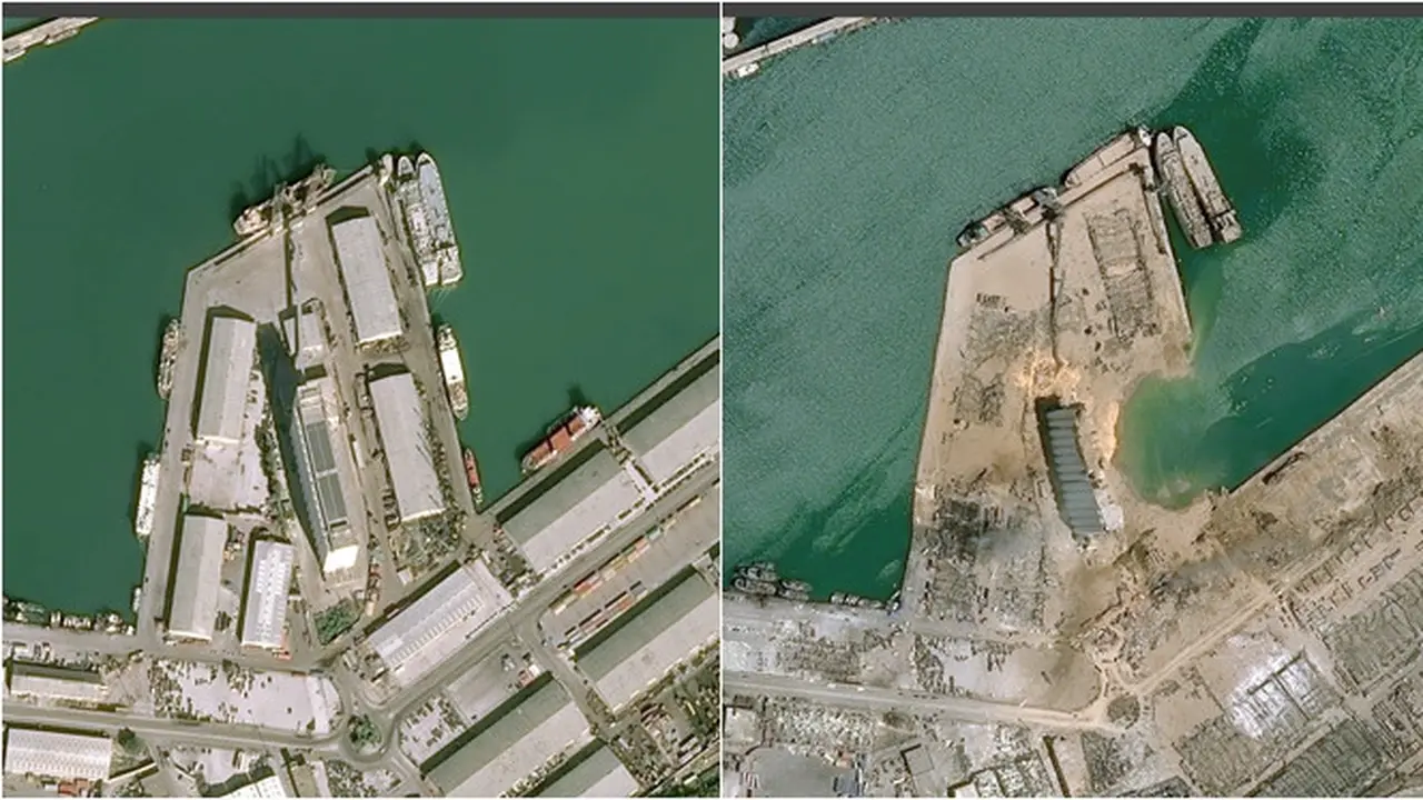 Foto Satelit Perlihatkan Kota Beirut Lebanon Sebelum dan Sesudah Ledakan