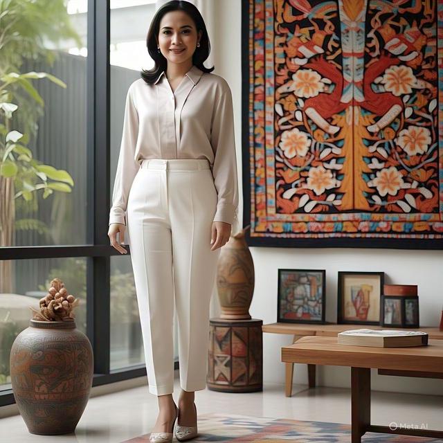 5 Outfit Celana Putih Wanita yang Trendi, Cocok Dipakai untuk Acara Formal hingga Santai (created by AI)