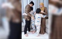 Momen Donita dan Adi Nugroho saat Berpamitan ke Anak-anak untuk Berangkat Haji, Bikin Terharu
