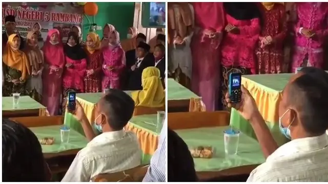 Momen Ayah Rekam Anak saat Perpisahan dengan HP Jadul Ini Viral, Bikin Haru