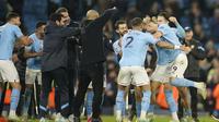 Man City menang 3-0 atas West Ham pada laga tunda pekan ke-28 Liga Inggris 2022/2023 di Etihad Stadium, Kamis (4/5/2023). (AP/Dave Thompson)