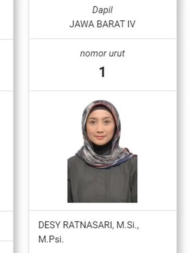 Desy Ratnasari di situs KPU (Situs KPU)
