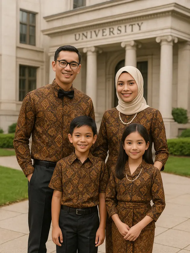 Model Baju Batik Couple Keluarga untuk ke Wisuda