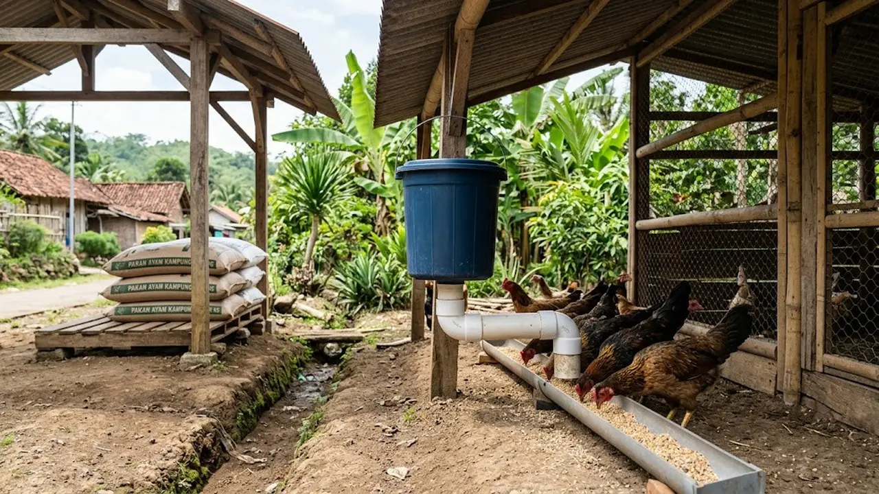 Cara Membuat Area Pakan Ayam yang Tidak Mudah Terkena Air Hujan