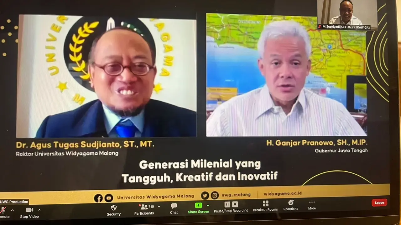 Gubernur Jateng Ganjar Pranowo mengisi acara PPKMB UWG Malang. (Istimewa)