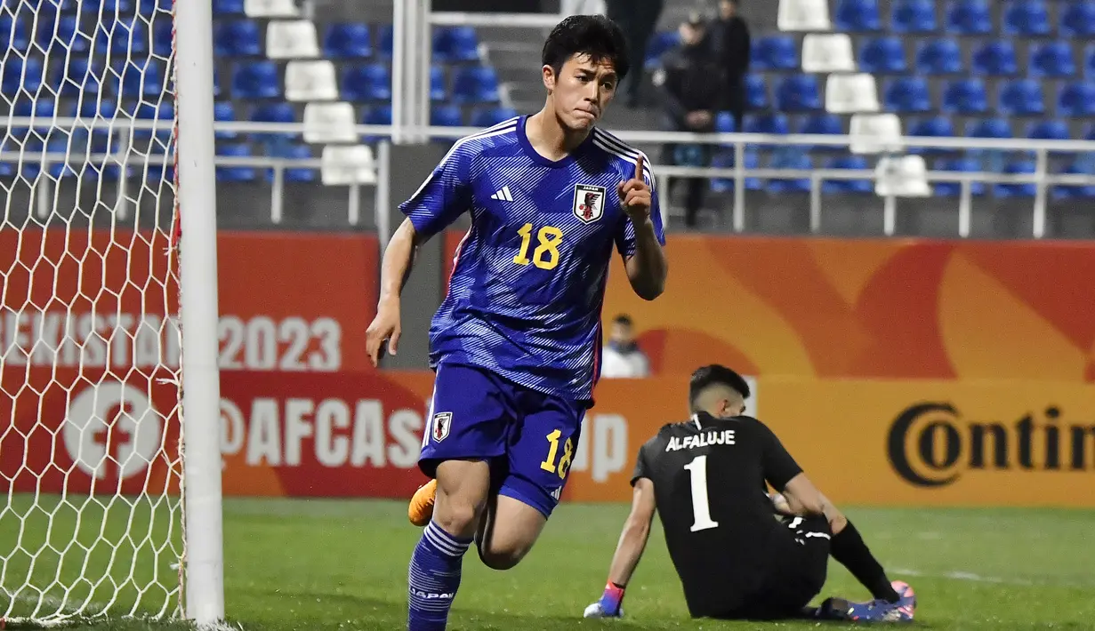 Dari zona Asia ada nama Timnas Jepang U-20, Naoki Kumata yang menjadi pencetak gol terbanyak di Piala Asia U-20 2023 yang berlangsung di Uzbekistan. Pemain berusia 18 tahunyang bermain untuk FC Tokyo tersebut mencetak lima gol. (Dok. AFC)
