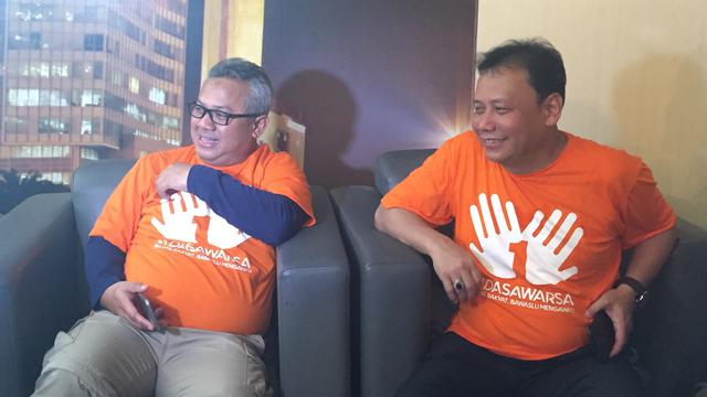 Ketua Bawaslu Abhan dan Ketua KPU Arief Budiman di periungatan Satu Dasawarsa Bawaslu