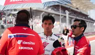 Mario Suryo Aji (nomor motor 64) pada balapan Moto2 Amerika Serikat 2026. (Honda Team Asia)