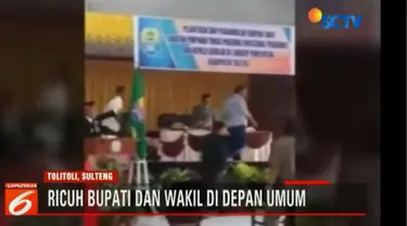 Bupati dan wakil bupati Tolitoli bertikai dihadapan warga saat pelantikan pejabat.