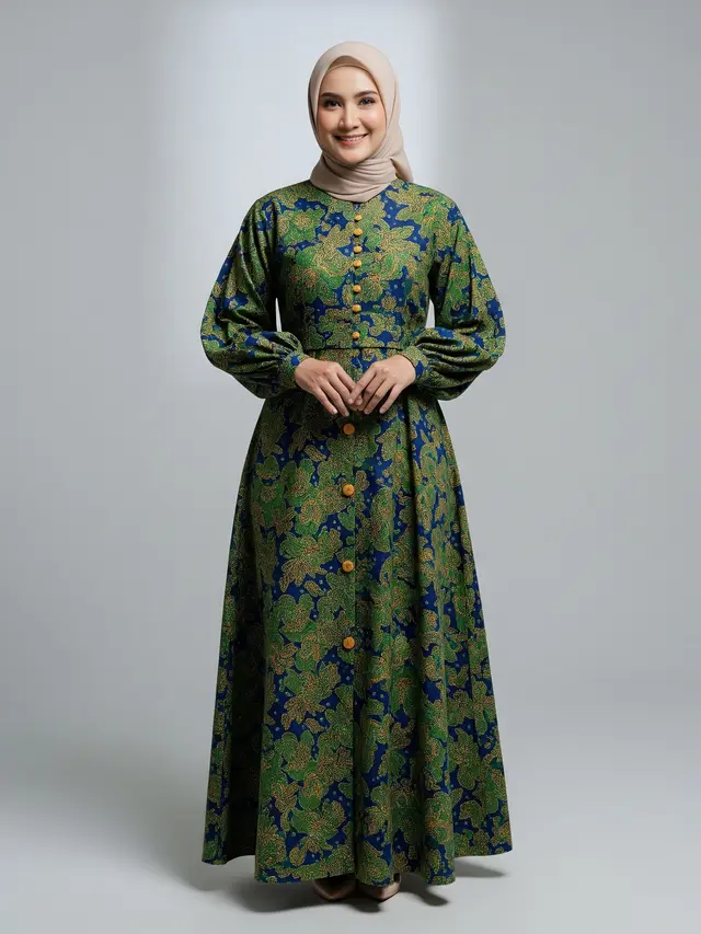 Gamis Batik Lengan Balon