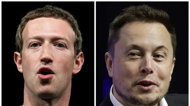 Mark Zuckerberg dan Elon Musk.  (AP Photo/Manu Fernandez, Stephan Savoia)
