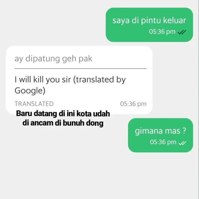 6 Chat Ojol Diterjemahkan Otomatis ke Bahasa Inggris Ini Maknanya Kocak