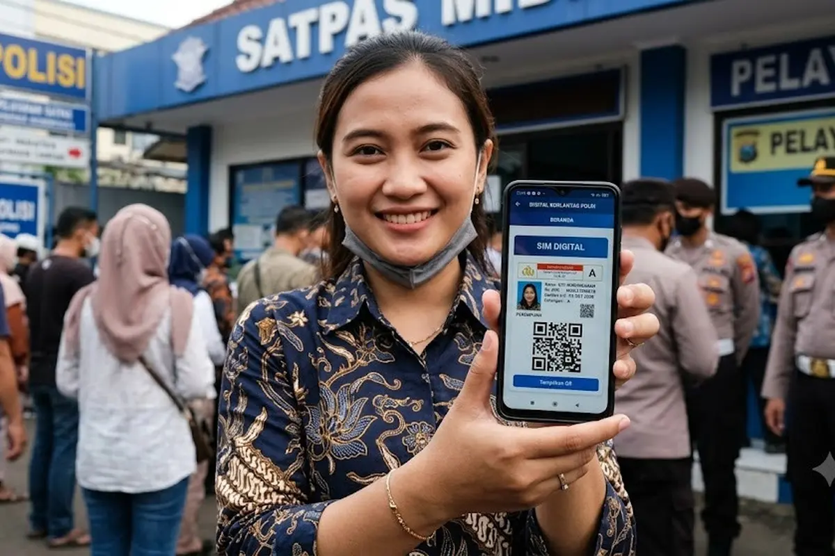 Tunjukkan SIM Digital dari Aplikasi Digital Korlantas Polri (AI Generated)