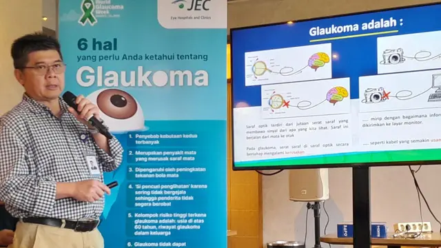 Dokter spesialis mata konsultan oftalmologi Iwan Soebijantoro dari JEC Eye Hospitals and Clinics menjelaskan tentang glaukoma, penyebab kebutaan tertinggi kedua setelah katarak.