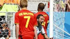 Selebrasi pemain depan Argentina, Gonzalo Higuain, usai mencetak gol ke gawang Belgia di perempat final Piala Dunia 2014 di Stadion Nasional Brasilia, (5/7/2014). (REUTERS/Damir Sagolj)