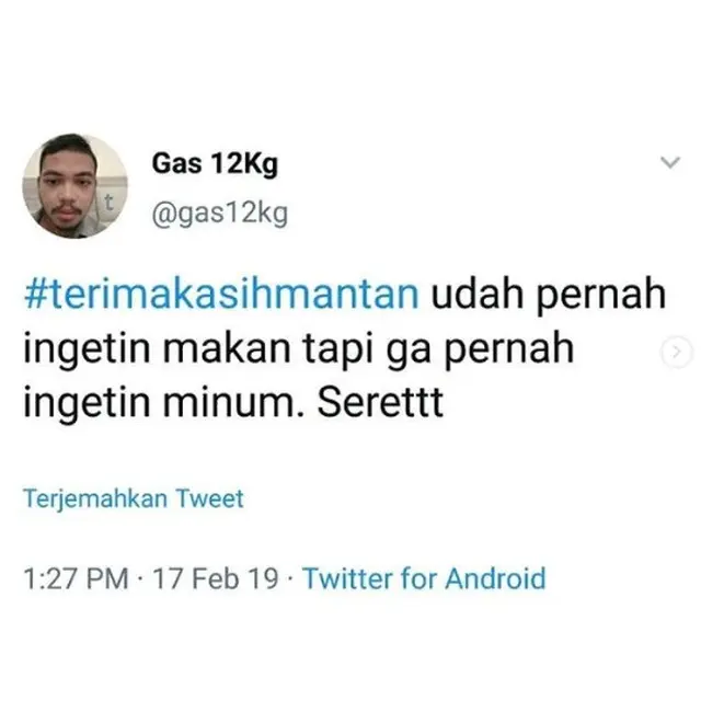 terimakasih mantan (foto: @gas12kg)