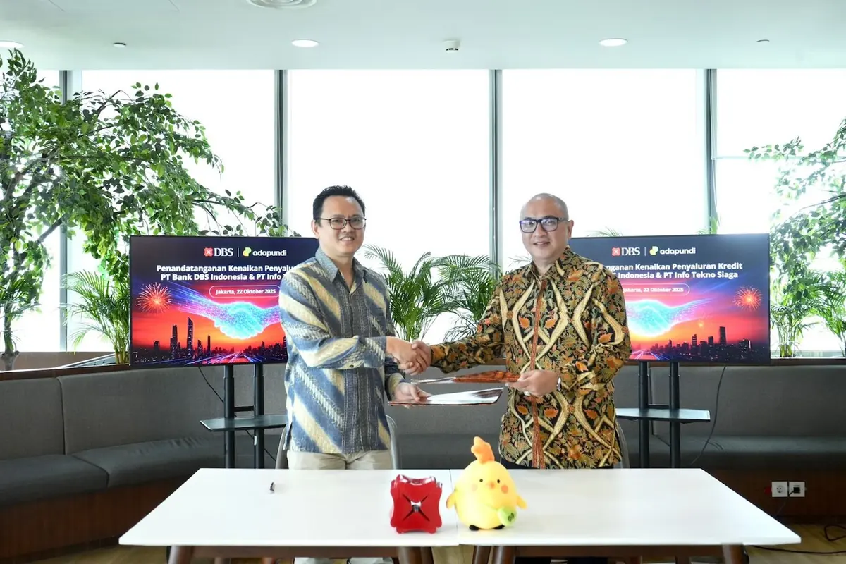 Kolaborasi PT Info Tekno Siaga (Adapundi) dan Bank DBS Indonesia dalam bentuk penyaluran kredit (loan channeling). (Foto: Bank DBS Indonesia)