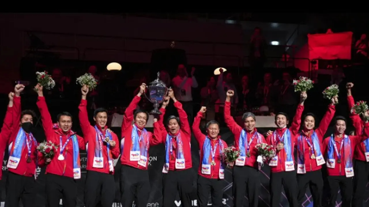 Banner Infografis Thomas Cup Kembali ke Indonesia Setelah 19 Tahun. (Foto: Claus Fisker/Ritzau Scanpix via AP)