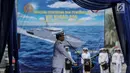 Kasal Laksamana TNI Ade Supandi meresmikan armada baru KRI Kurau 856, Jakarta, Kamis (6/7).  Direncanakan dari total 42 unit akan memenuhi kebutuhan armada baru bagi 14 Lantamal TNI AL di seluruh Indonesia. (Liputan6.com/Faizal Fanani)