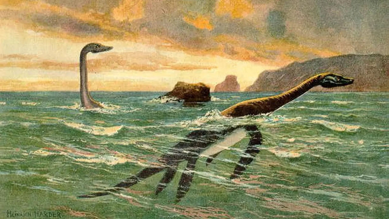 Lukisan plesiosaurs yang digambarkan oleh Heinrich Harder pada tahun 1916 (Public Domain)