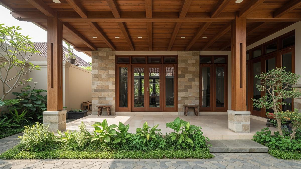 6 Inspirasi Kombinasi Rangka Baja Ringan dan Plafon Kayu untuk Teras, Perpaduan Estetik