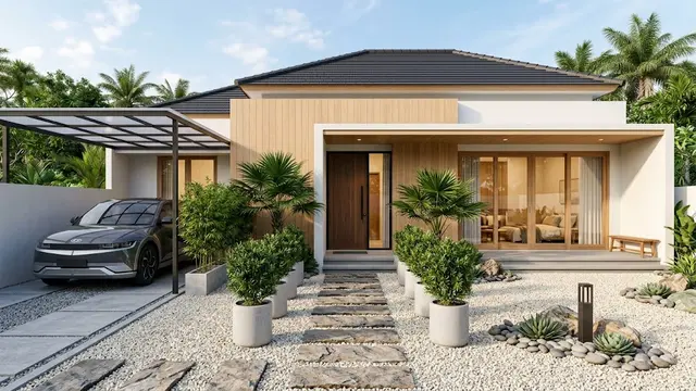 Carport dan Taman Kering