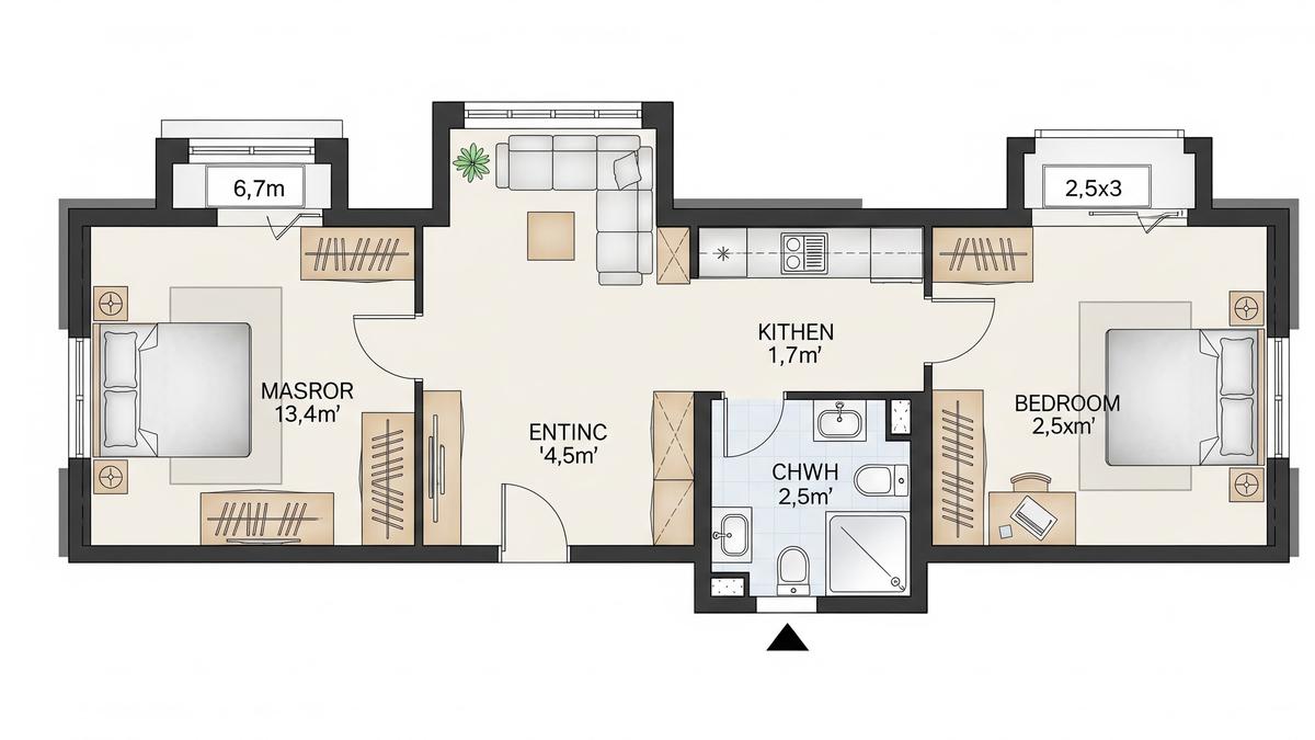 7 Denah Rumah di Desa 6x10 dengan 2 Kamar Tidur, Fungsional dan Nyaman
