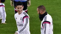 Karim Benzema dan James Rodriguez Siap Tempur Lawan PSG 