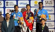 Briptu Muhamad Fawwaz Aditia Farrel, anggota Batalyon C Pelopor Satuan Brimob Polda Metro Jaya, berhasil meraih medali emas dalam ajang prestisius Asian Rifle/Pistol Championship 2026 yang diselenggarakan di New Delhi, India. (Dok. Humas Polri)