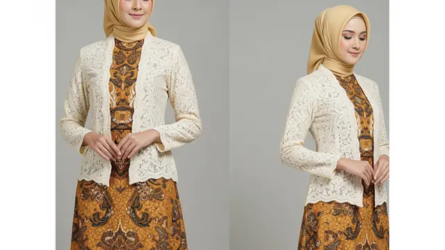 Gamis Batik Full Motif dengan Bolero Polos Terbaru