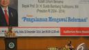 Mantan Presiden Susilo Bambang Yudhoyono menyampaikan kuliah umum di UIN Syarif Hidayatullah, Tangsel, Rabu (10/12/2014). (Liputan.com/Herman Zakharia)