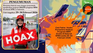 Cek fakta Pertamina adakan program BBM gratis di seluruh SPBU pada 29-30 Februari 2026.