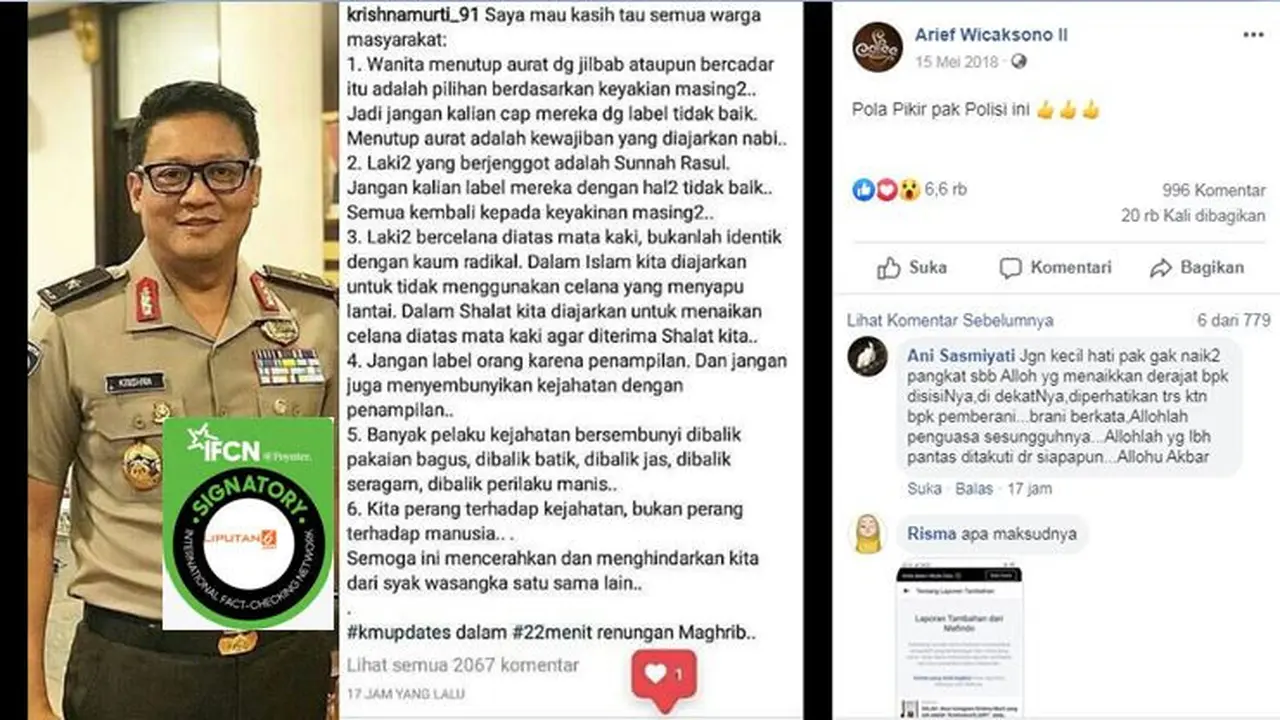 [Cek Fakta] Gambar Tangkapan Layar Akun Facebook Krishna Murti
