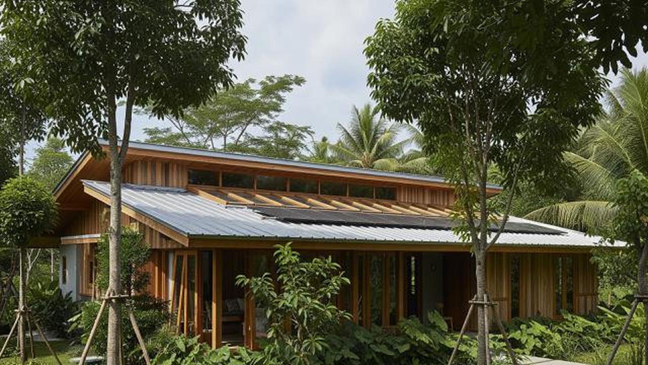 Japandi Hemat Energi/Desain Rumah Japandi Atap Landai (Sumber: gemini.com)