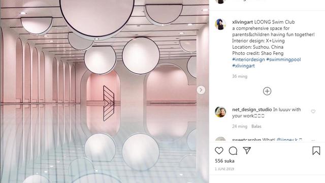 Interior kolam renang di Liong Swim Club.