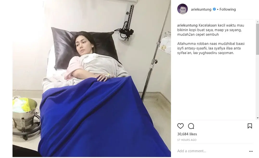 Arie Untung membuat sang istri, Fenita, dirawat di rumah sakit  (Foto: Instagram)