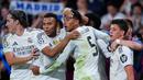 Tambahan tiga poin berharga ini memastikan Real Madrid mencatatkan tiga kemenangan sempurna dari tiga laga Liga Champions musim ini, membawa mereka melesat ke posisi kelima klasemen sementara dengan total 9 poin. (AP Photo/Manu Fernandez)