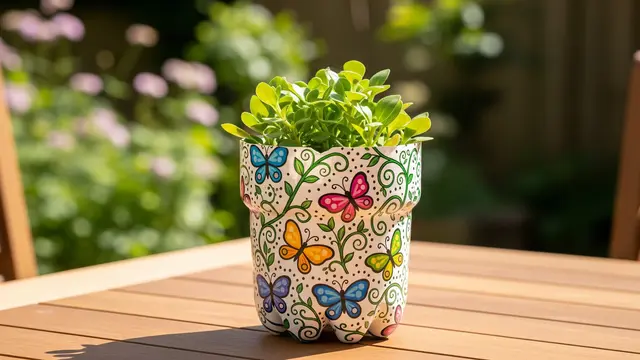 DIY Pot Bunga dari Botol Bekas. Foto: AI Generated