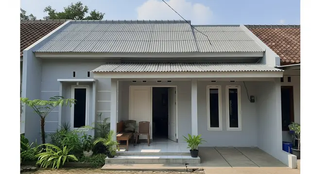 Rumah Minimalis Atap Asbes dengan Teras Depan