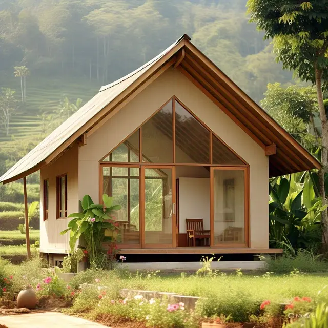 Inspirasi Rumah Sederhana di Desa dengan Dinding Kayu/via ChatGPT